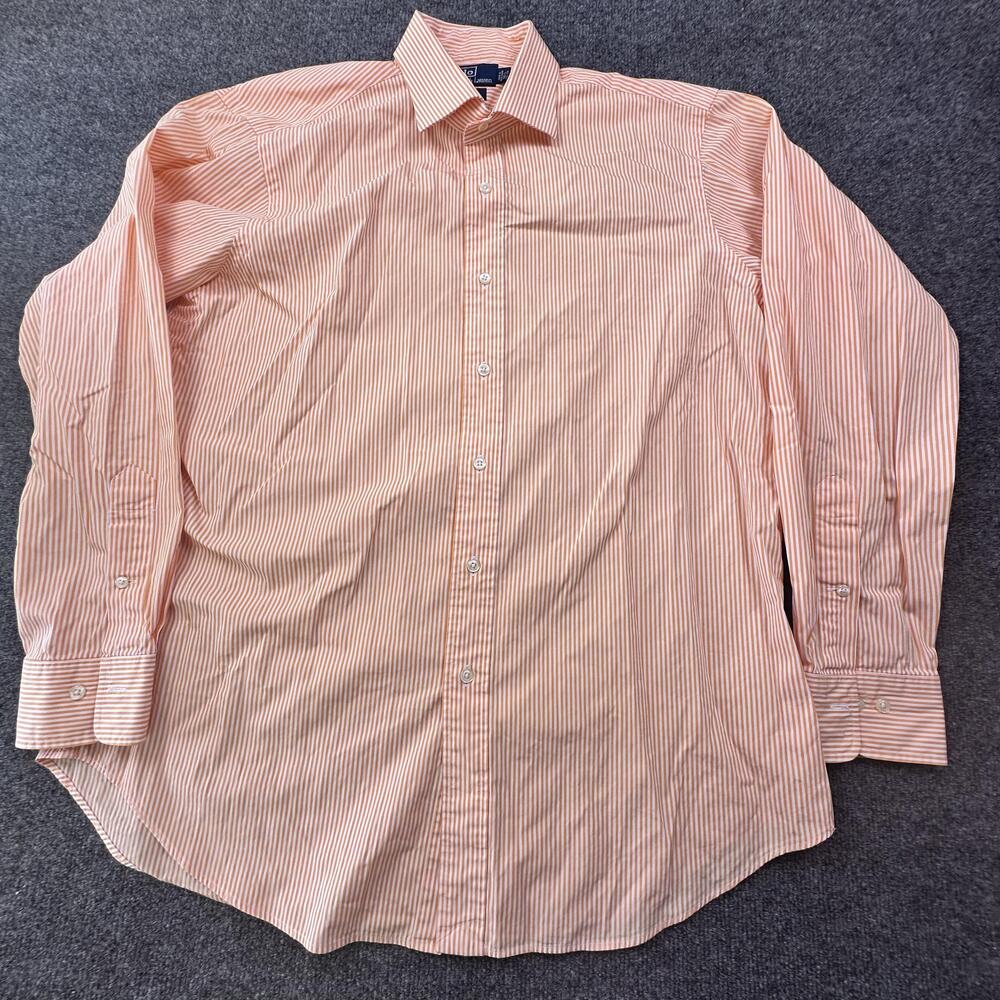 Polo By Ralph Lauren Dress Shirt Mens 16.5 Orange Stripe Button Down Long Sleeve